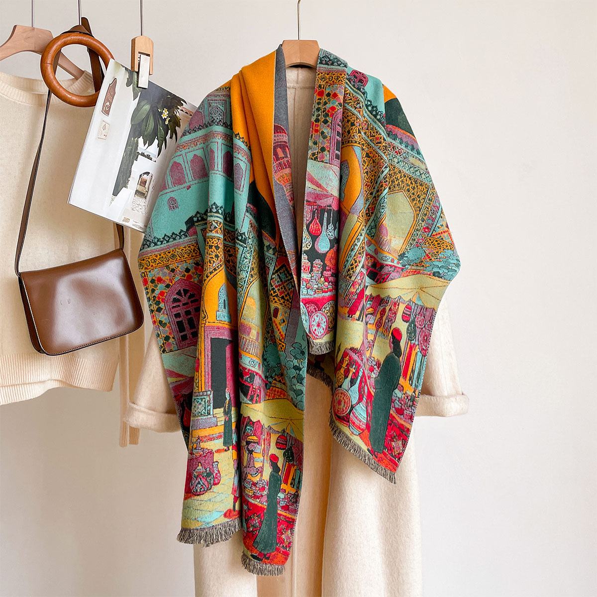 Cashmere Pashmina Wrap - Women Imitation Cashmere Scarf Reversible Kerchief