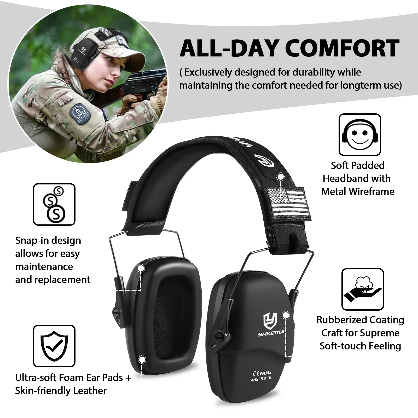 YHKEMA Safety Earmuffs for Sho - Earmuffs Foldable ulasan dan harga